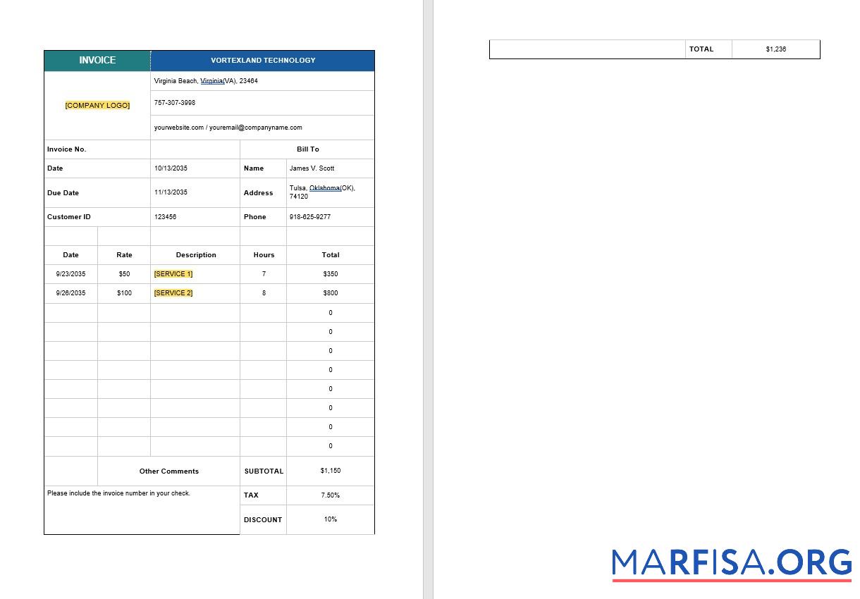 Realistic IT Consulting Invoice Template